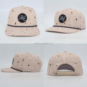 OEM 5 Panel Waterproof Polyester Laser Perforated Golf Cap Quick Dry Lightweight Custom woven patch Logo baseball hats For sport - Product Image 2