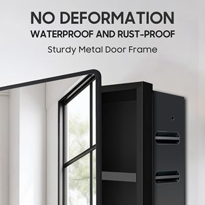 ตู้กระจกห้องน้ำติดผนังกรอบสีดำทันสมัยพร้อมที่เก็บของกว้างขวางและสะท้อนแสงใส - Product Image 5