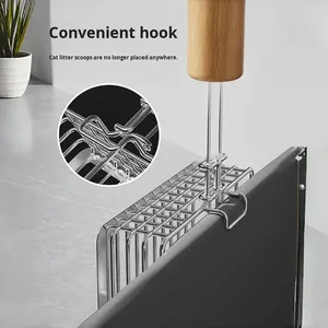 Eco-Friendly Metal Cat Litter Colher Grande Furo Tofu Mineral Areia Pá Push-Pull Dois-Em-Um <span class=keywords><strong>Pet</strong></span> Eliminação de Resíduos - Product Image 4