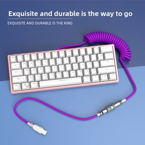 Câble USB de jeu détachable de type C RGB, connecteur métallique, fil de ressort pour ordinateur, <span class=keywords><strong>clavier</strong></span> mécanique, prise aérienne, câble de données 3,1 m - Product Image 2