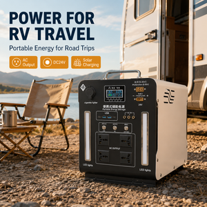 Station d'alimentation portable SOLAN 2300W 150Ah LiFePO4 avec onduleur à onde sinusoïdale pure et charge solaire pour les pannes de courant - Product Image 1