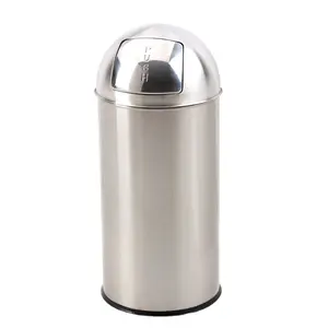 Cubo de basura de acero inoxidable Premium de 35L, con empuje, abierto, cubo de basura, cubo de basura