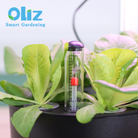 Pot Tanaman Sayuran Dalam Ruangan Pintar Ramah Lingkungan Oliz Hitam Putih Baru dengan Indikator Air dan Sistem Penyiraman Otomatis, Bunga Artifisial