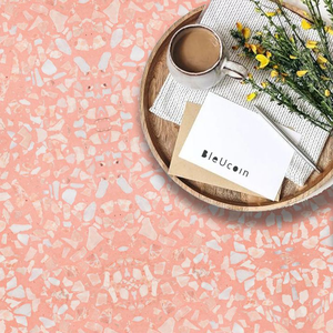 Dessus de table de panneau intérieur en ciment terrazzo préfabriqué sur mesure couleur rose - Product Image 2