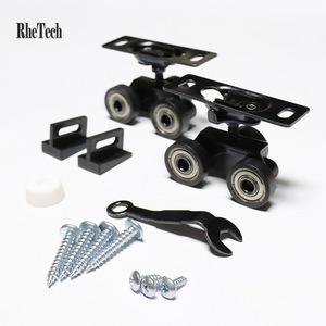 Rodillos negros de acero personalizables RHETECH, kits de sistema de Hardware <span class=keywords><strong>para</strong></span> <span class=keywords><strong>puerta</strong></span> de bolsillo deslizante, accesorios <span class=keywords><strong>para</strong></span> sala de estar y cocina al aire libre - Product Image 2