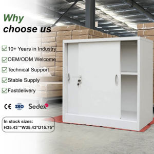 Armoire de classement basse verrouillable avec <span class=keywords><strong>porte</strong></span> <span class=keywords><strong>coulissante</strong></span> en acier, idéale pour le rangement de dossiers au <span class=keywords><strong>bureau</strong></span> ou à l'école, armoire de rangement métallique - Product Image 1
