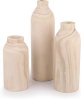 Fabricant fournit un vase en bois en forme de bouteille, décoration naturelle, 12, 10, 7 pouces, ensemble de 3 pièces