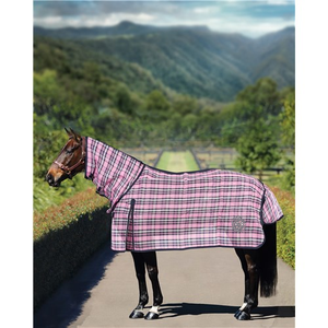 Couverture pour cheval en maille PVC respirante avec tissu en polycoton et fermeture avant en cuir (10 tailles) - Product Image 2