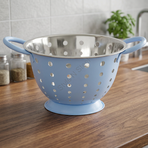 Passoire à bulles bleue avec poignée en acier inoxydable Passoire en métal - Product Image 3