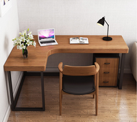 AILICHEN Bureau d'ordinateur moderne en noyer européen en forme de L pour PC et ordinateur portable en bois massif avec cadre en métal Chambre à coucher et bureau à domicile