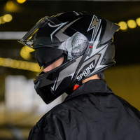 Casque intégral modulaire ABS personnalisable avec graphisme éclair, homologué DOT, équipement de sécurité pour la conduite et la course