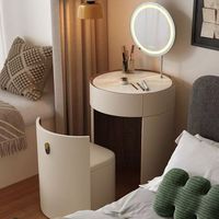 Coiffeuse minimaliste italienne avec miroir éclairé et tiroirs, design amovible pour salles de bain et salles à manger
