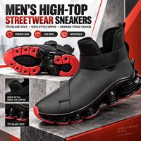 Baskets montantes pour hommes avec semelle à lame en TPU, sangle de cheville, style streetwear robuste, chaussures de sport décontractées