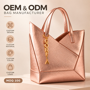 OEM ODM Custom <b>Women</b> Metallic PU Leather Tote Handbag Irregularity Shape Shoulder Bags Multiple Color Options Private Label - Product Image 1
