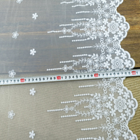 Bande de dentelle souple en tulle et maille de nylon brodée de fleurs, largeur 40,0 cm, pour robes et vêtements féminins, accessoires de couture