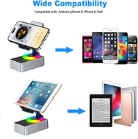 Support de téléphone pliable 3-en-1 en métal, haut-parleur sans fil, batterie externe portable 1200 mAh pour téléphones mobiles et tablettes