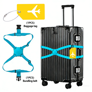 Customized 2-piece Set Luggage Straps Luggage Tag for Add a Bag Easy to Travel Suitcase Elastic Strap Belt Bag Bungees