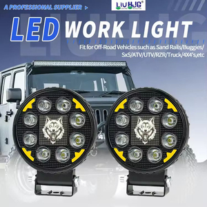 LiuHJG 12V 4 pouces Phare de travail tout-terrain 4x4 DRL Projecteur <span class=keywords><strong>LED</strong></span> blanc naturel + <span class=keywords><strong>jaune</strong></span> pour camion, voiture, moto en alliage d'aluminium - Product Image 2