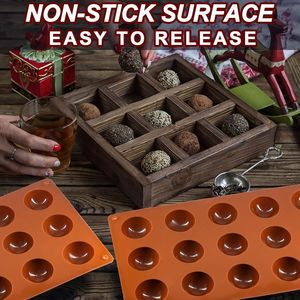 L'usine MUYULINS peut personnaliser des moules hémisphériques à 15 cavités, des moules à chocolat en silicone antiadhésifs LFGB et sans BPA. - Product Image 2