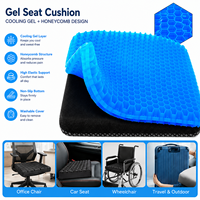 Coussin de siège orthopédique rafraîchissant en gel, extra large, double couche, rembourrage en gel TPE épaissi pour chaise de bureau avec housse amovible