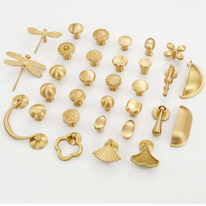 Nordic <b>light</b> luxury <b>cabinet</b> door brass handle wardrobe door French <b>cabinet</b> drawer furniture golden door pull handle - Product Image 1