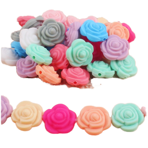 Cuentas de silicona con forma de flor, grado alimenticio, mordedor de rosa para bebé de 20 mm, cuentas colgantes para collar de lactancia y chupete - Product Image 1