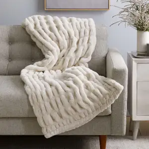 Одеяло из искусственного меха на заказ, расшитое кроличьим одеялом, супер мягкое уютное на Рождество