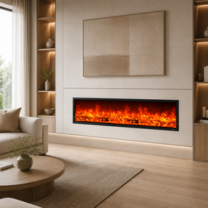 Chimenea Eléctrica de 100 Pulgadas con Soporte de Madera, Llama LED, Control Remoto, Calentador Moderno para Sala de Estar, Vestíbulo de Hotel - Product Image 2