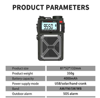 Radio Darurat AM/FM 3-Band Tenaga Surya dengan Pengisian Daya Engkol, Senter, Layar LCD, Jam Alarm, Pengisi Daya Ponsel 4000mAh, OEM ABS CN;GUA