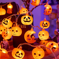 Guirlande de lanternes LED CAIQI Halloween Citrouille et Lune, Décoration, Accessoires Photo, Ambiance Horreur pour Bar, Lumières Colorées Extérieures