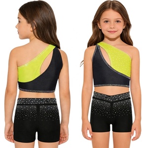 Tenue de patinage artistique, de gymnastique et de danse pour filles de 6 à 16 ans, ensemble haut court et short pour spectacles de danse et événements sportifs - Product Image 4