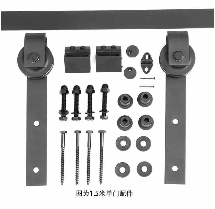 Kit de herrajes para puertas de Granero, juego de colgador de riel resistente para aplicación de puerta de madera individual