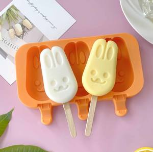 J119 Animal Design Silikon form Lebensmittel qualität BPA Free Durable DIY Eis am Stiel Lolly 3 Kaninchen Eisform Deckel 50Stick - Product Image 3