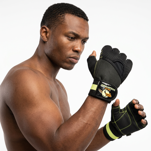 Unisex Leather <b>Gym</b> Fitness Workout Gloves with <b>Wrist</b> <b>Support</b> Breathable Half Finger Design for Weightlifting Safety - Product Image 1