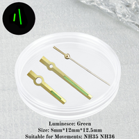 Aiguilles de montre Or, Noir, Rouge 8mm 12mm 12.5mm, Pointeurs Lumineux Bleus/Verts pour Style DateJust, Mouvements NH35/NH70/NH36/4R/7S