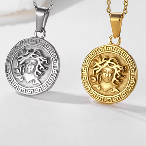 Olivia Fashion Medusa Bijoux <span class=keywords><strong>Boussole</strong></span> Saint Christophe Acier Inoxydable Or 18k Pendentif Religieux pour Collier pour Hommes Femmes - Product Image 4