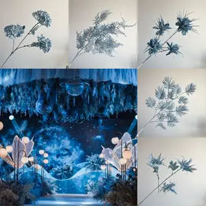 Good Quality Multiple Choice Blue Plant Bunches Living Room Decoration Artificial Flower For Wedding Event