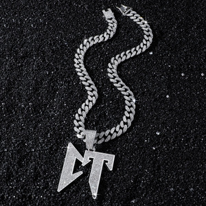 Collar de cadena chapado en oro y plata estilo hip-hop, con colgante de letra CT de aleación personalizado para hombre, joyería de moda al por mayor, superventas - Product Image 2