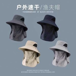 Men's Outdoor Bucket Hat With Integrated Mask Extra Large Brim Sun Protection Neck Coverage UV Protection Fisherman Hat - Product Image 2