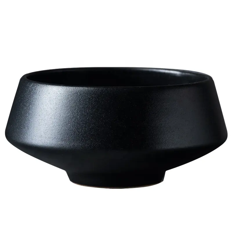 MG brand novelty design irregular shape 5" / 7" / 3.5" texture black ceramic pottery rice soup bowl for export