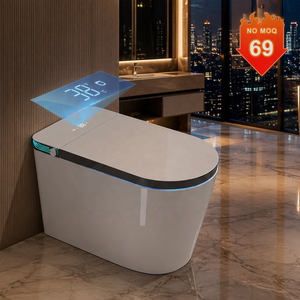 WC intelligent monobloc avec bidet intégré, éclairage d'ambiance LED, sans rebord, chasse d'eau automatique, siège chauffant et séchage à air chaud pour salle de bain - Product Image 1