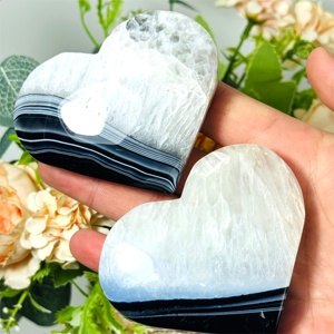 Cœur d'agate rayée noire, cristal d'énergie naturel poli, pour la décoration de la maison et du bureau, cadeau artisanal de guérison Reiki - Product Image 2