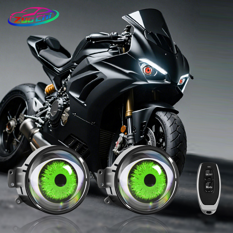 6 Pattern Mode Switching 3-Inch Projector Demon Eyes LED Headlight for Cars Devil Eye with Remote Control New Condition