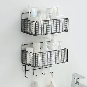 Bathroom Shower Shelf With Hooks Kitchen Organizer Shelves Corner Frame Iron Shower <b>Caddy</b> Storage Rack Shampoo Holder - Product Image 2