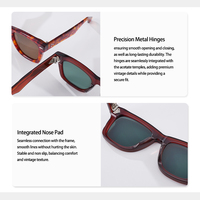 Lunettes de soleil de luxe faites à la main en acétate pour hommes et femmes, style classique rétro carré, détails rivetés vintage, lunettes de soleil haut de gamme pour la vente en gros