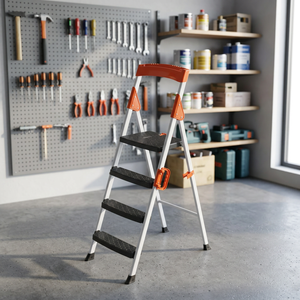 Échelle à marches en métal et plastique Promax PPM-703 3+1, moderne, industrielle, portable, sûre, pour l'extérieur, l'atelier, l'entrepôt, le salon - Product Image 5