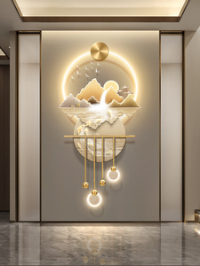 Pittura decorativa del foyer nove <span class=keywords><strong>pesci</strong></span> diagramma LED paesaggio appeso dipinto <span class=keywords><strong>di</strong></span> lusso leggero acqua che genera ricchezza - Product Image 5
