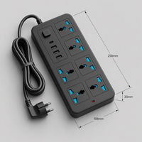Multiprise industrielle sur mesure 2m 2000W 6 prises universelles avec ports USB Type-C et interrupteur de contrôle