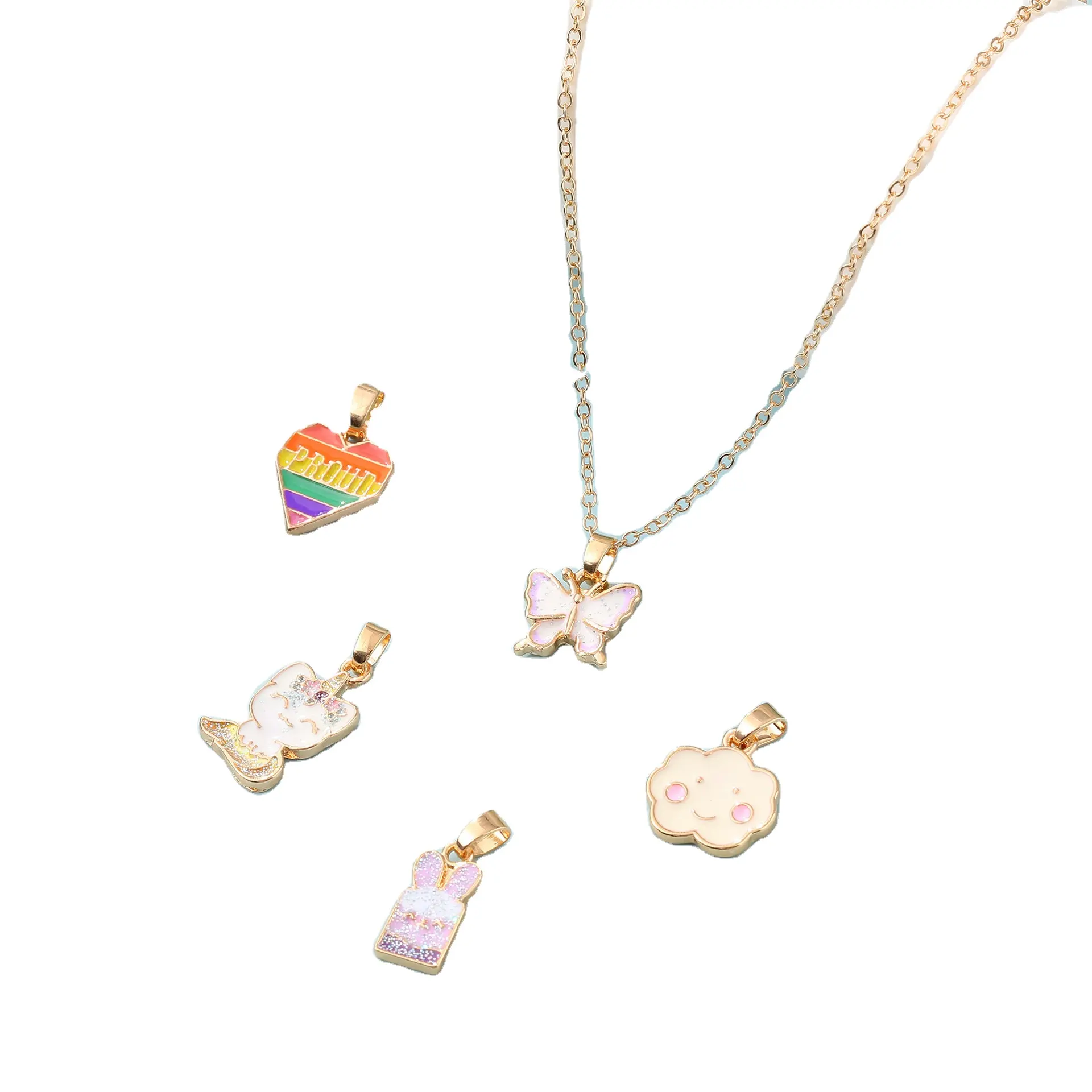 5 Pcs Pendant For Necklace Making Sweet Cloud Heart Necklaces For Kids Elegant Diy Girls Pendant Necklace