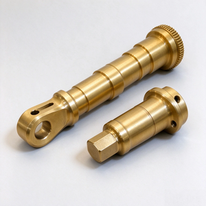 Pièces d'axe en laiton usinées CNC sur mesure, haute tolérance, avec usinage de tournage du cuivre, plusieurs rainures, trous et moletage - Product Image 2